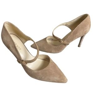 Nine West Tan Suede Point Toe Pump Heels with Strap